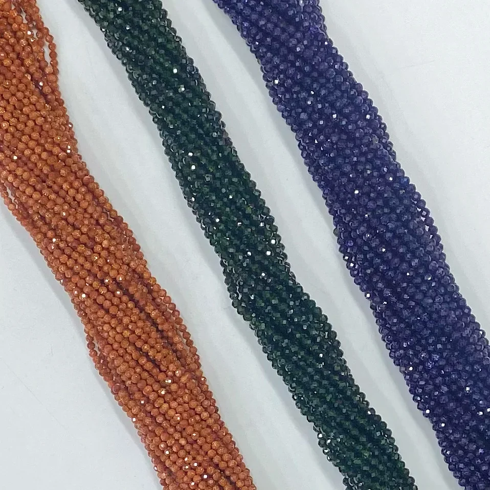 Red Gold Sand Green Sand Blue Sand Round Facted Loose Beads 38cm Women Fashion Jewelry DIY Bracelet Necklace Accessories Chic