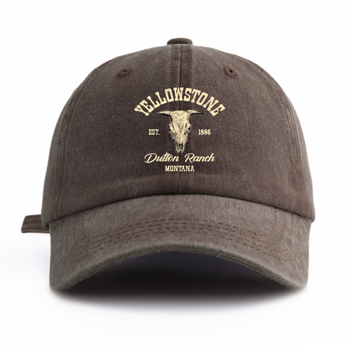 1 Stück Yellowstone-Print Washed Baseball Cap für Erwachsene, minimalistischer Retro-Stil, lässige, weiche, verstellbare Dad-Mütze, perfekt als Geschenk