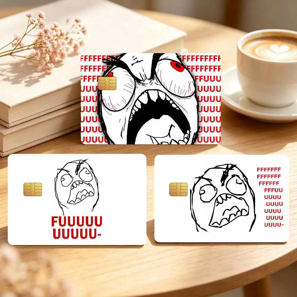 R-Rage Guy Angry Fuu Credit Card Sticker Waterproof Anti-Scratch 4PCS Bank Debit Traffic Cover Decoration