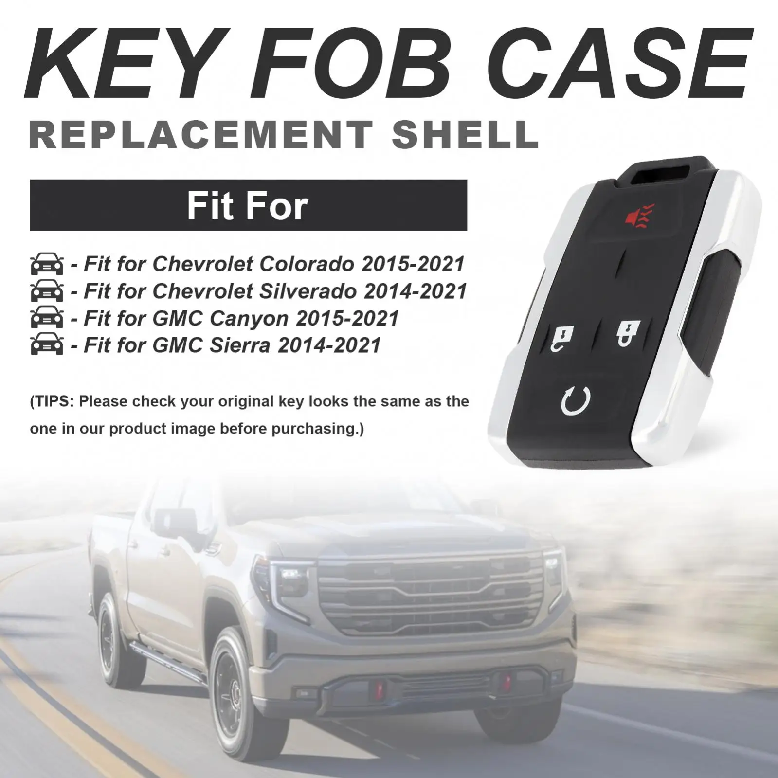 4 Buttons Fit for Chevrolet / GMC M3N-32337100 Car Keyless Entry Smart Remote key Shell Replacement Key Fob Cover Case