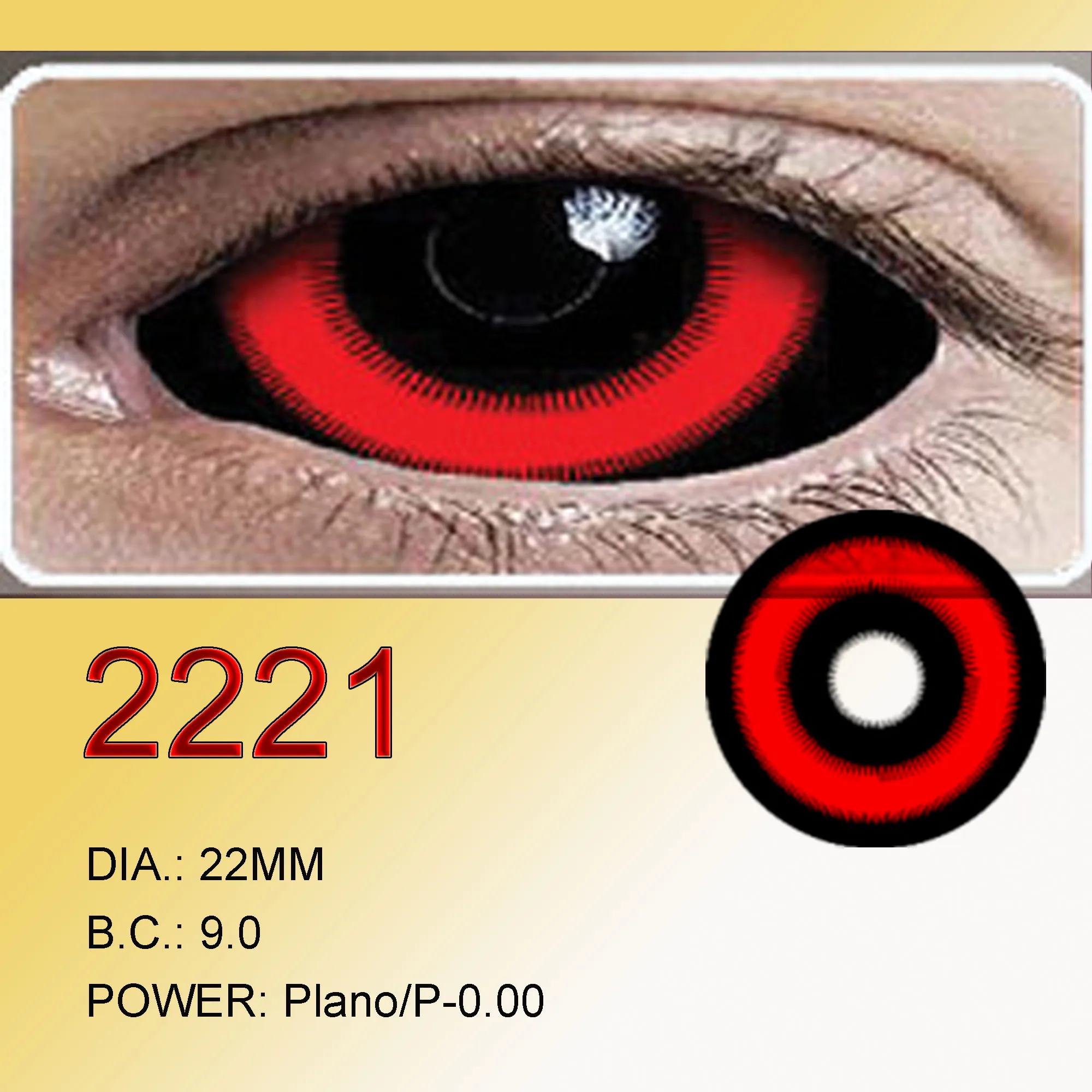 22mm Red Sclera Soft Contacts Lenses Plano Halloween Ninja Anime Glasses for Women Men Accessories CL2210