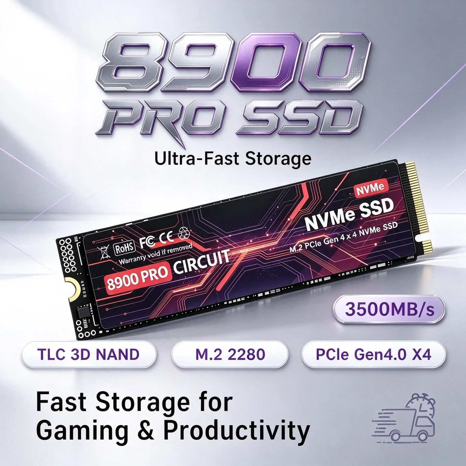 8900PRO M.2 NVMe SSD PCIe Gen4 Up to 3500MB/s High Performance TLC 3D NAND Internal Drive 500GB to 4TB for PS5 Laptop