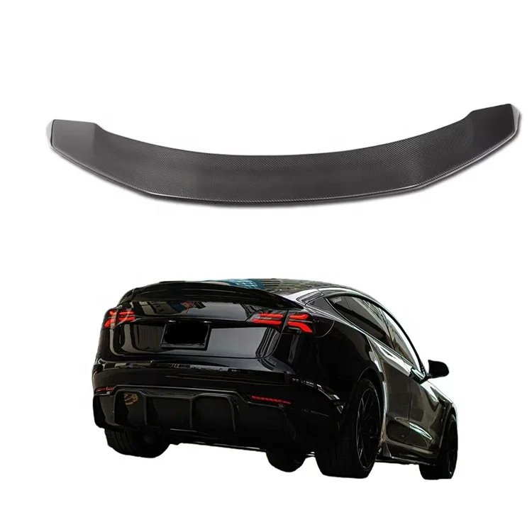 

The V-shaped Dry Carbon Fiber Rear Trunk Outer Lip Wing of forTesla Model 3 Sedan