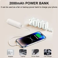 Mini ventilateur de poche portable, 2000mAh, aste par USB, pliable, pour l'extérieur 4