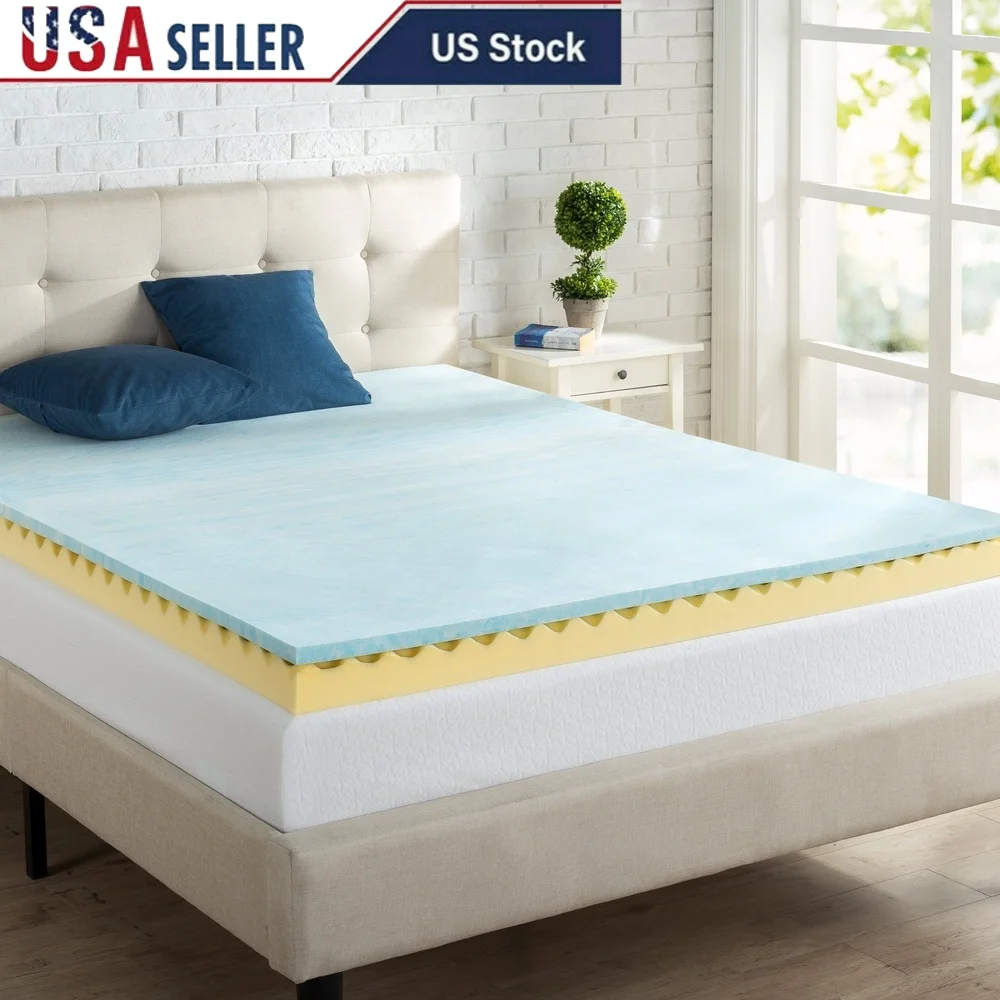 

4 Inch Gel Cooling Memory Foam Mattress Topper Queen Size Breathable Airflow Technology CertiPUR US Certified Soft Comfort