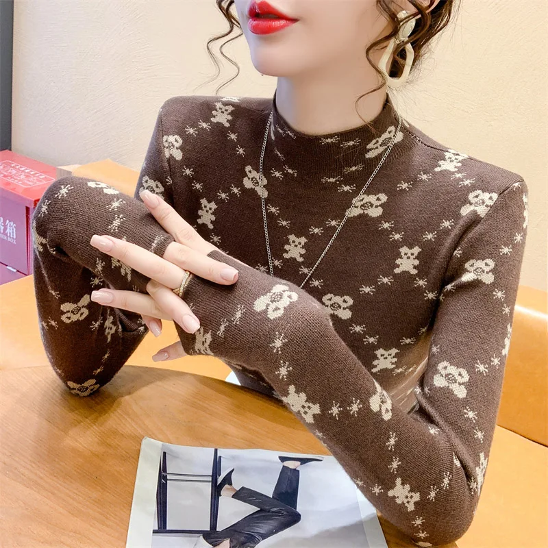 

Women Clothing Daily Casual Comfortable Vintage Chic Sweater Early Spring New Soft Elastic Floral Pullovers Y2k Clothes Tops