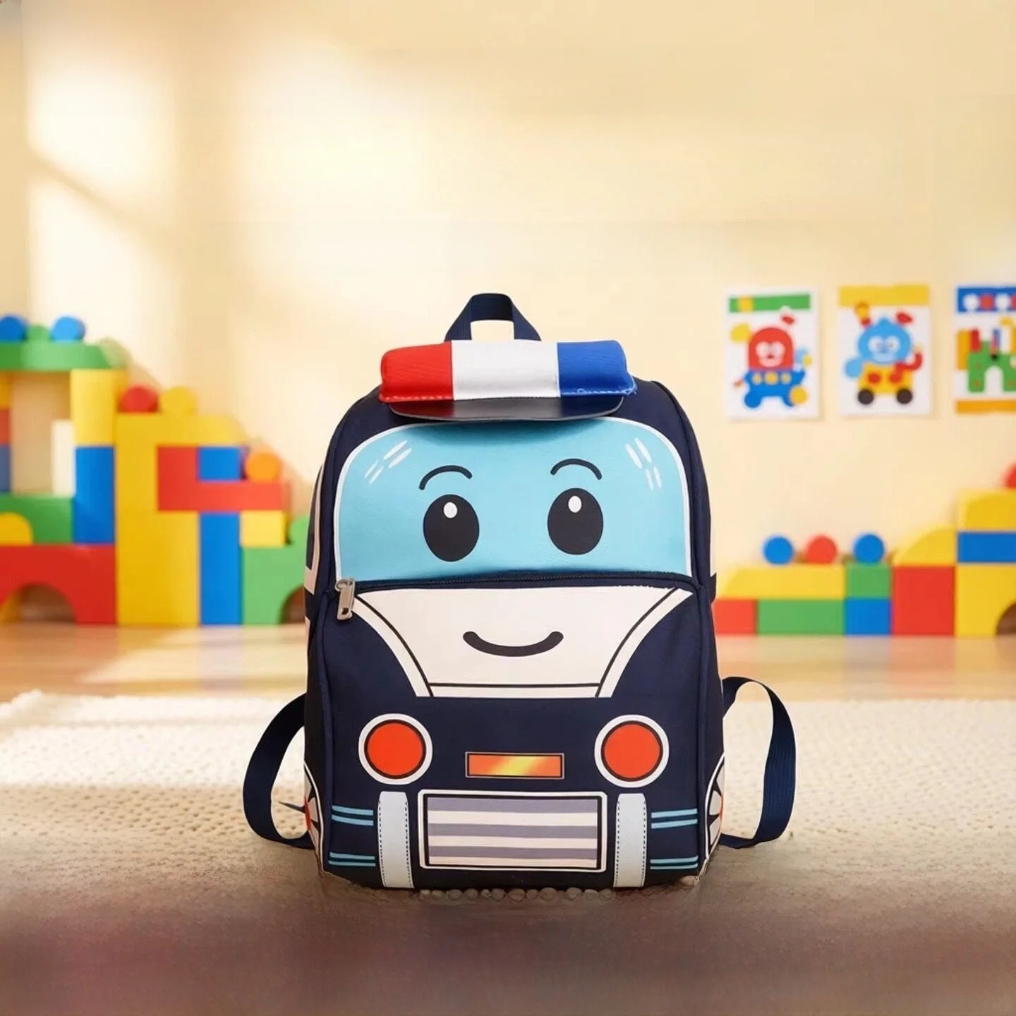 2026-new-children's-nursery-backpack-fire-truck-police-car-automobile-dual-shoulder-bag-for-3-to-6-years-old-boys-and-girls