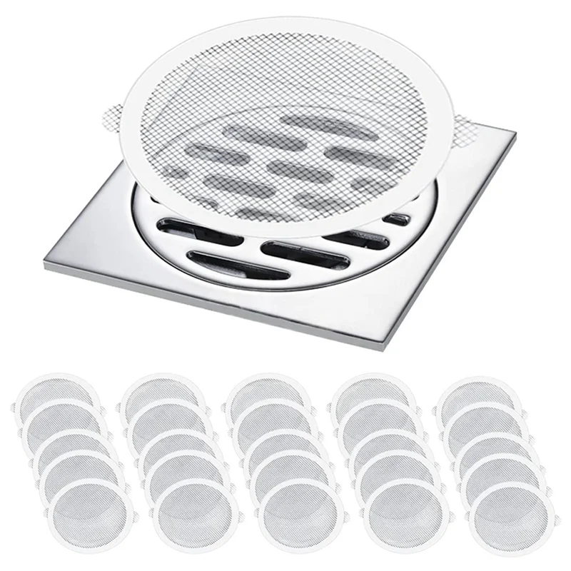 B03C-200 Pcs Disposable Shower Drain Hair Catcher Mesh Stickers, Anti Clogging Floor Sink Strainer, Shower Drain Dog Hair