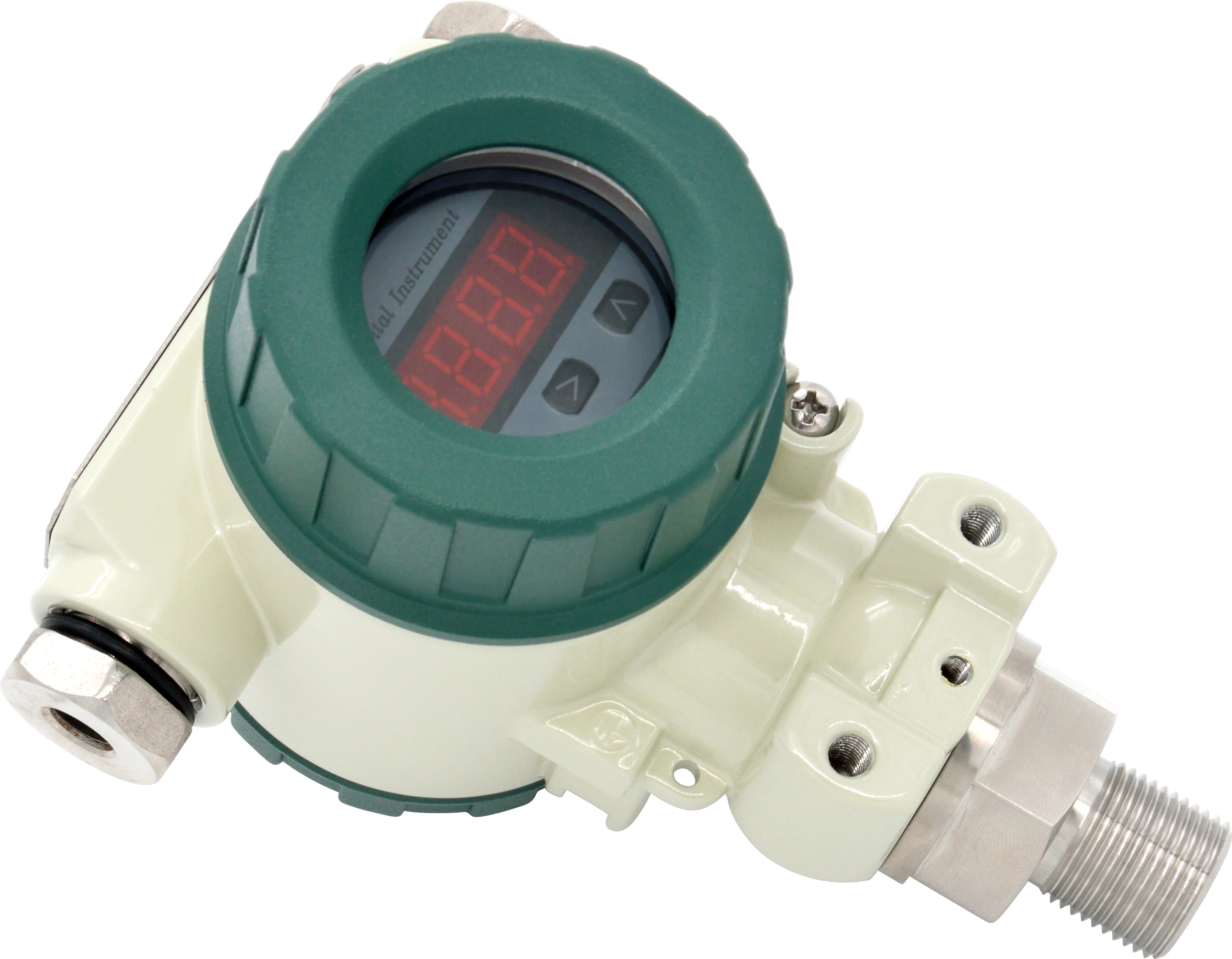 Small Range Display Industrial Pressure Transmitter High Stability Low Drift 4-20mA Output IP65 Stainless Steel 1/4NPT Thread