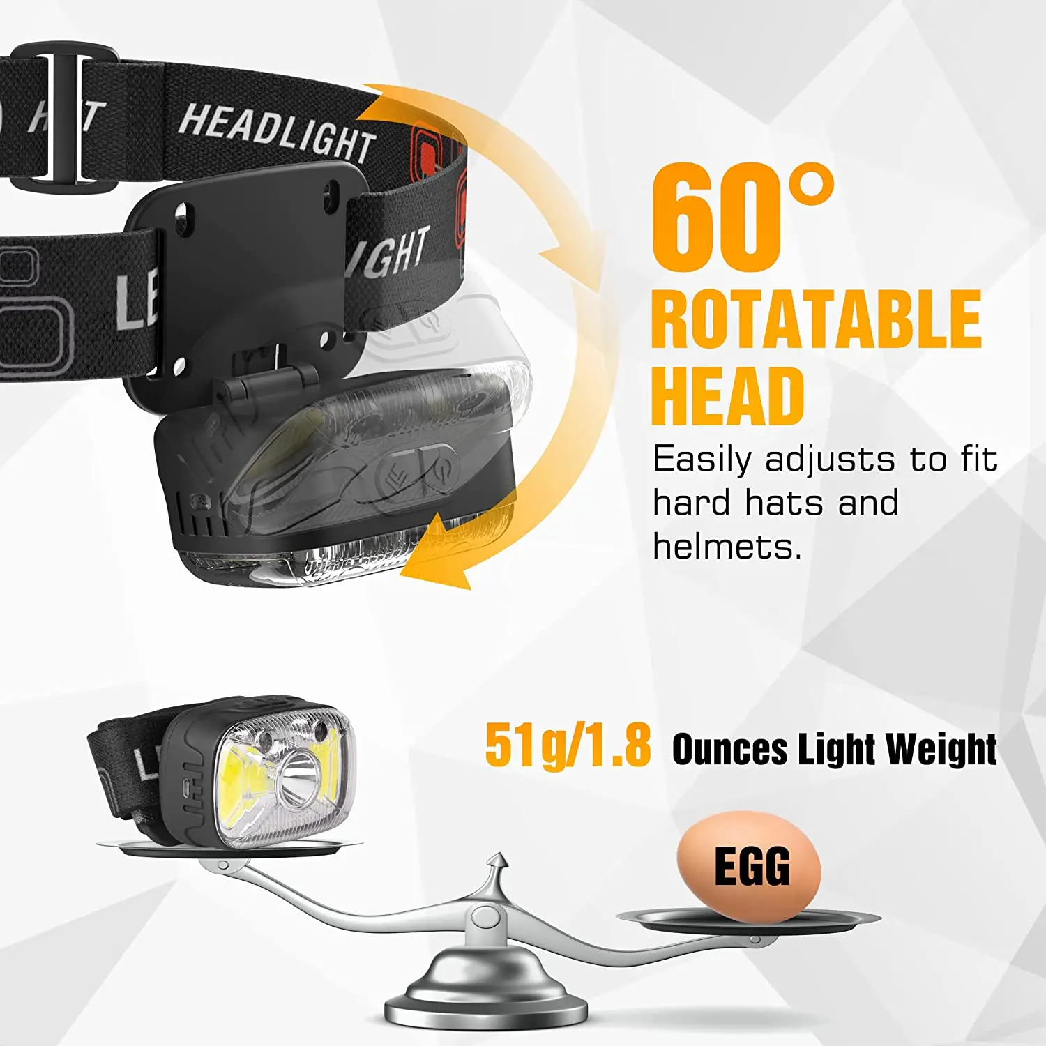 LED Rechargeable Headlamp White Red LED Motion Sensor Flashlight Headlamp 7 Modes Outdoor Camping Running Cycling Headlamp