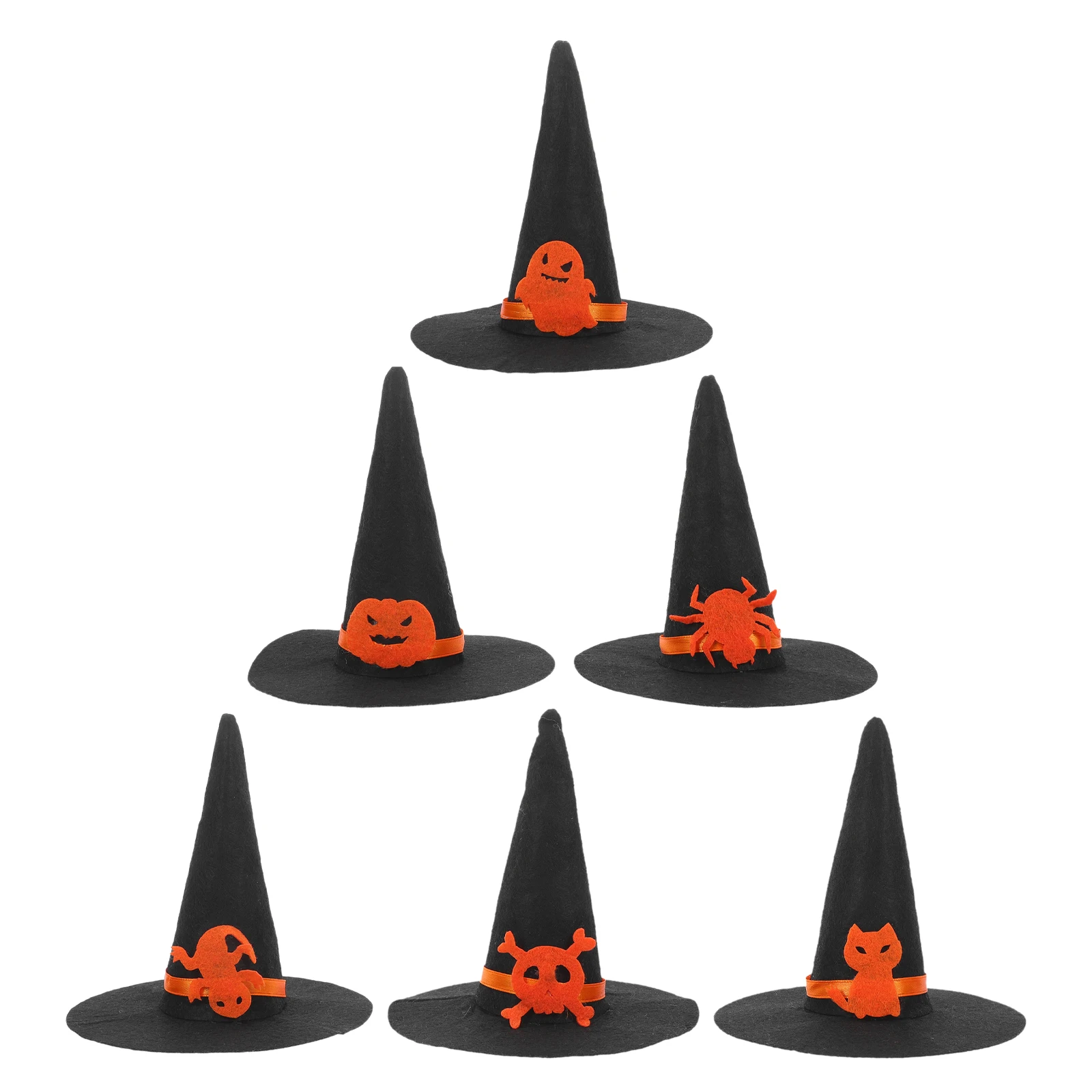 

6 Pcs Household Halloween Witch Hat Costumes Felt Cloth Wicked Decorations Party