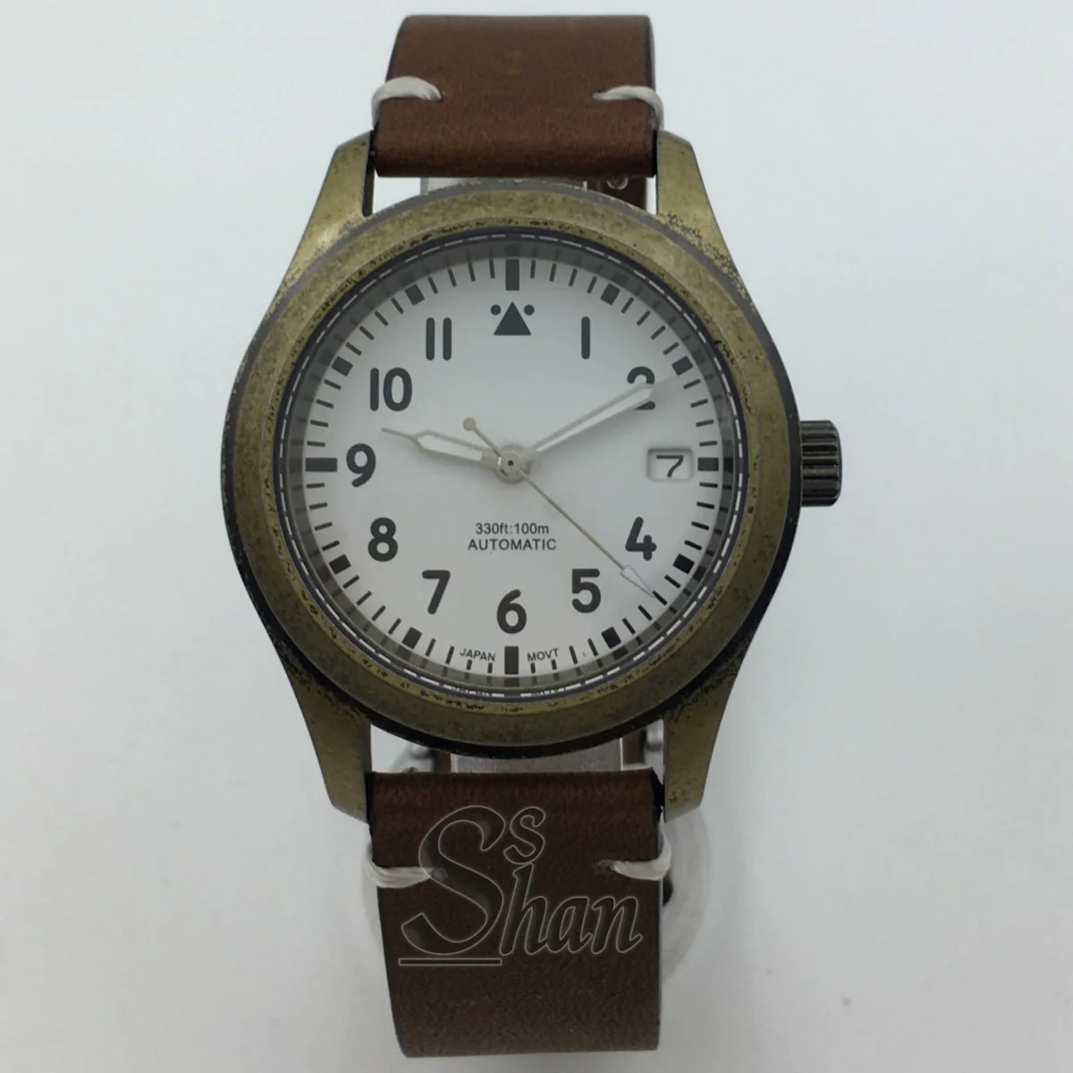 36mm/39mm pilot's watch retro bronze case domed sapphire glass leather strap NH35 NH36 automatic movement men's mechanical watch