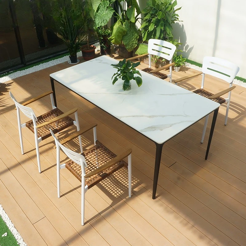 

Simple outdoor leisure rattan chair outdoor courtyard garden hotel wrought iron coffee table and chair combination furniture