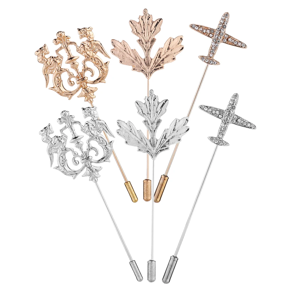 

6 Pcs Word Vintage Brooch Man Enamel Pin Alloy Sewing Shirt Collar Lapel