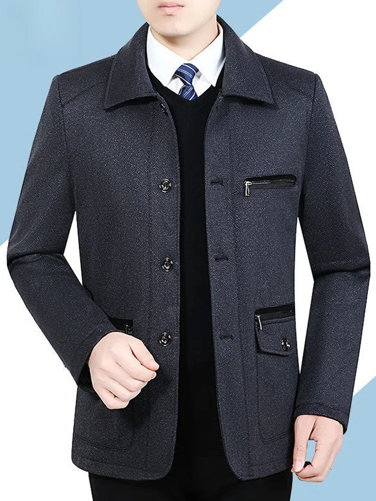 

Casual Men's Jaet Outerwear Top for Middle-Aged And ly Woodpeer Dad Sle Spring Autumn Polyester Anti-Wrinkle