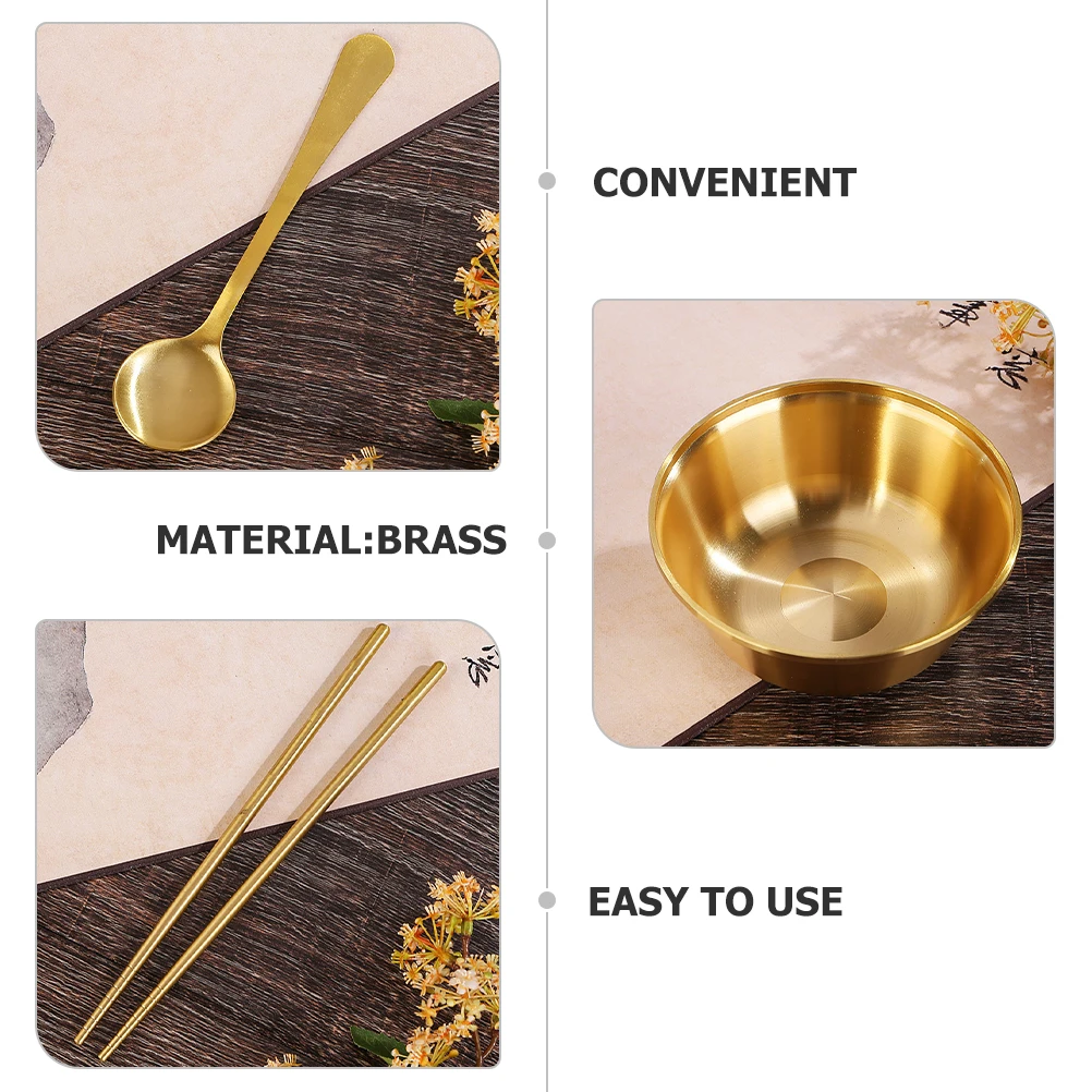 

Utensil Brass Tableware Set Spoon Decorative Fruit Bowl Golden Serving Utensils