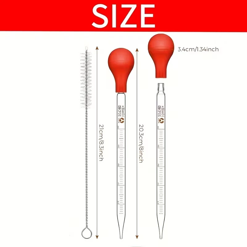10ml Glass Pipette with Clear Graduations Is a Commonly Used Laboratory Instrument Equipped with a Cleaning Brush. Suitable for