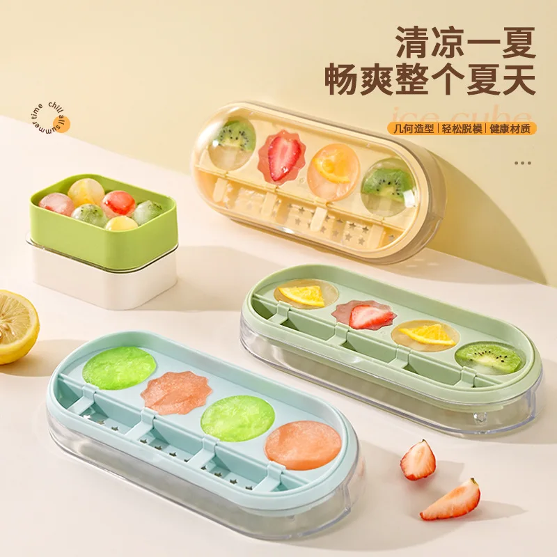 100PCSHousehold Plastic Food Grade Material Cute And Easy To Demold Ice Mold 4 Holes Ice Cube Maker Ice Cube Tray