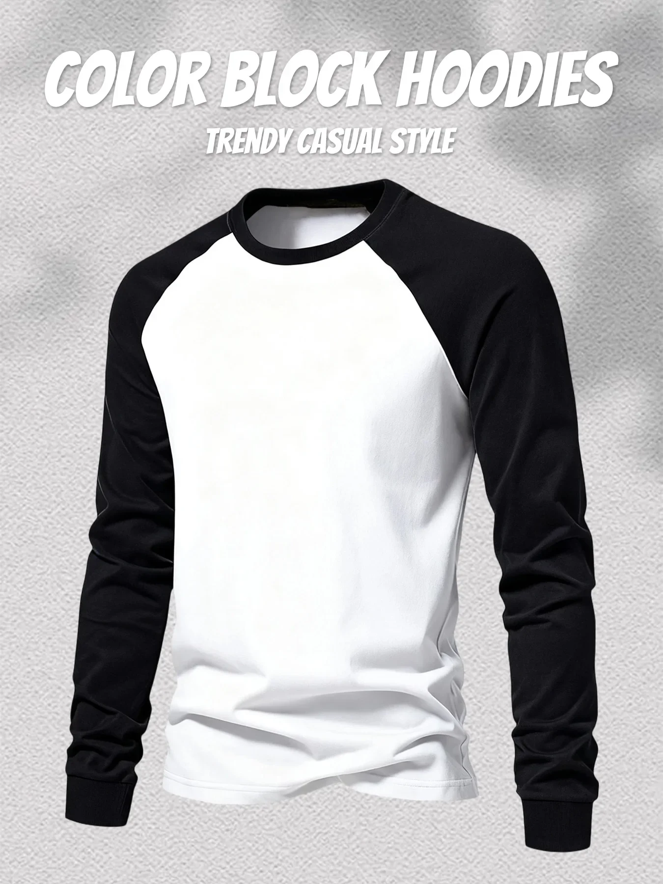 Men's Long-sleeved Casual Round-neck Sports Shirt Two-color Stitched Polyester Fiber Breathable Quick-drying Women's T-shirt y2k