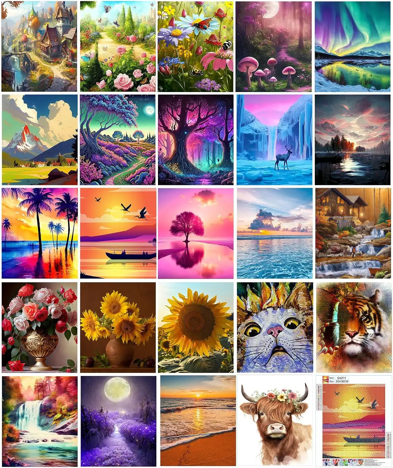 

Набор для алмазной вышивки DIY, 24 шт., 5D абстрактные пейзажи с полным круглым набором страз для домашнего декора и подарков