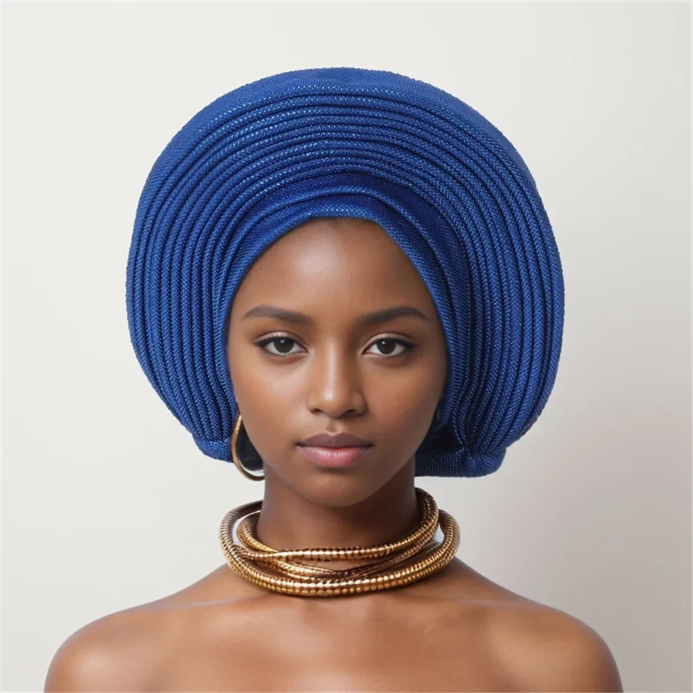 Nigeria Head Ties Wedding Party Headgear Elegant African Headtie Turban Already Made Women's Auto Gele Female Head Wraps