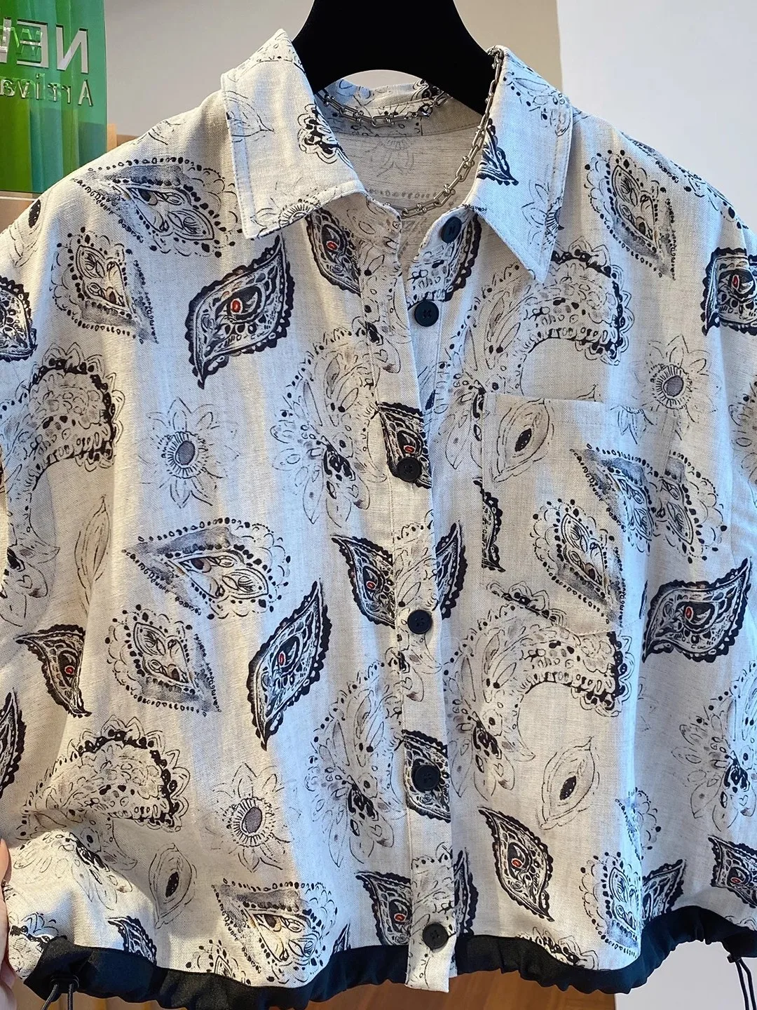 ay Svel Printed irt Women's High-End Summer New Sle Faion Sensation Top European Goods  Collar Regular Length