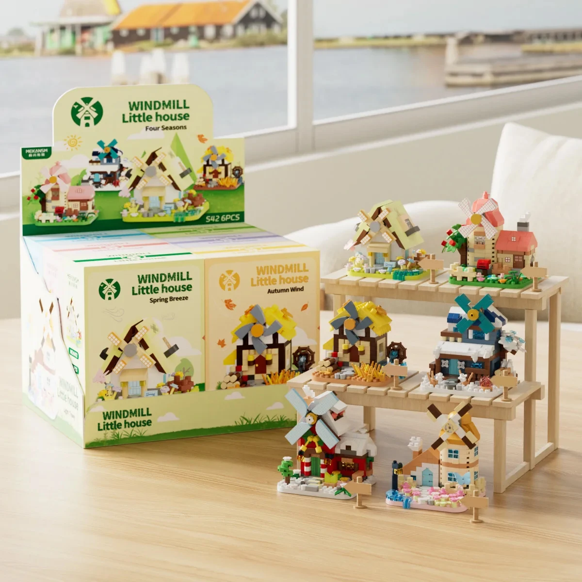 6 pezzi/set mulino a vento casa blocchi di costruzione bambini micro fiori mattoni assemblaggio per bambini giocattoli educativi regali di compleanno ragazze