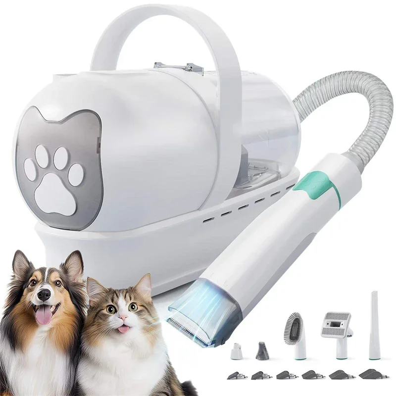 Dog Grooming Vacuum Kit 7 in 1 Pet Nail Grinder Hair Trimmer and Grooming Pet Hair Dryer Pet Grooming Tools