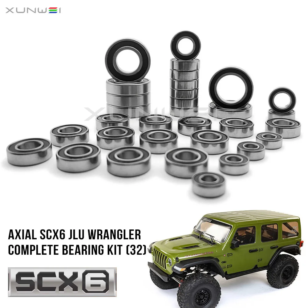 

32pcs Complete Ball Bearings Kit Chrome Steel fit 1/6 Axial SCX6 Jeep JLU Wrangler / TRAIL HONCHO 4WD RTR RC Crawler Car Parts