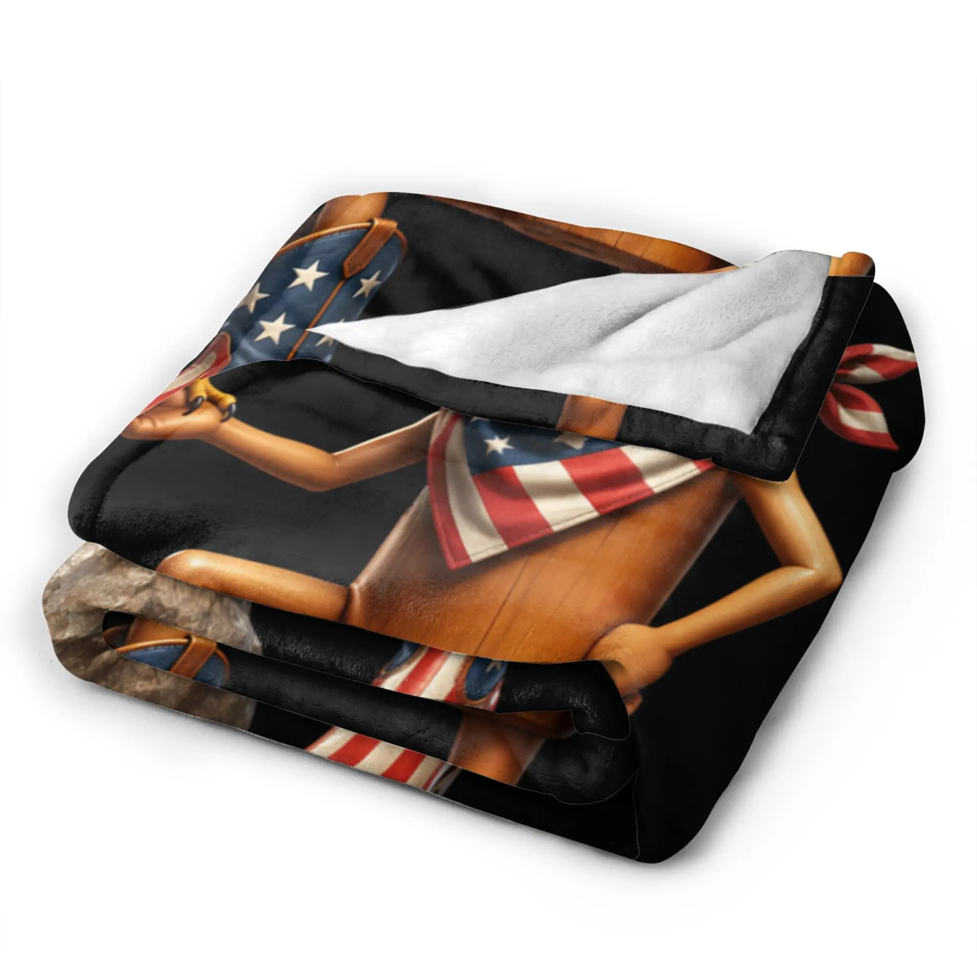 Tung Sahur Cowboy Eagle Trainer USA Patriotic Brainrot Blankets Winter Soft  Throw Blanket For Girls Bedroom Flannel Bedspread