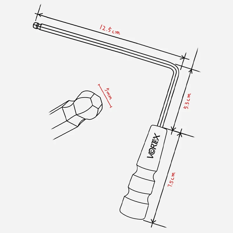 VORalerJEtool-Clé spéciale pour salariés Martin, manche en bois, version étendue, clé à manche à réglage hexagonal, 5mm