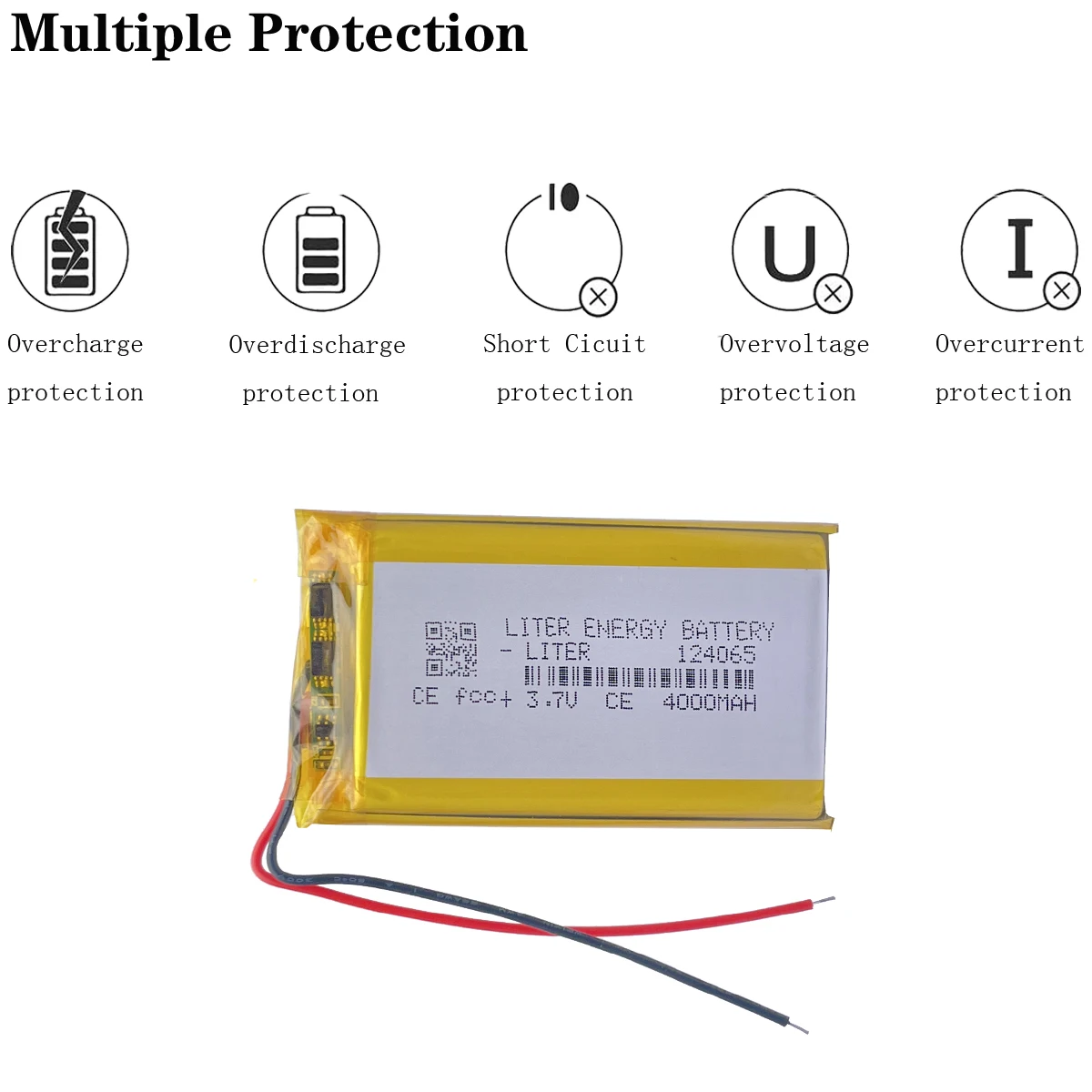 Liter energy battery Good Qulity 3.7V,4000mAH,124065 Polymer lithium ion / Li-ion battery for TOY,POWER BANK,GPS,mp3,mp4