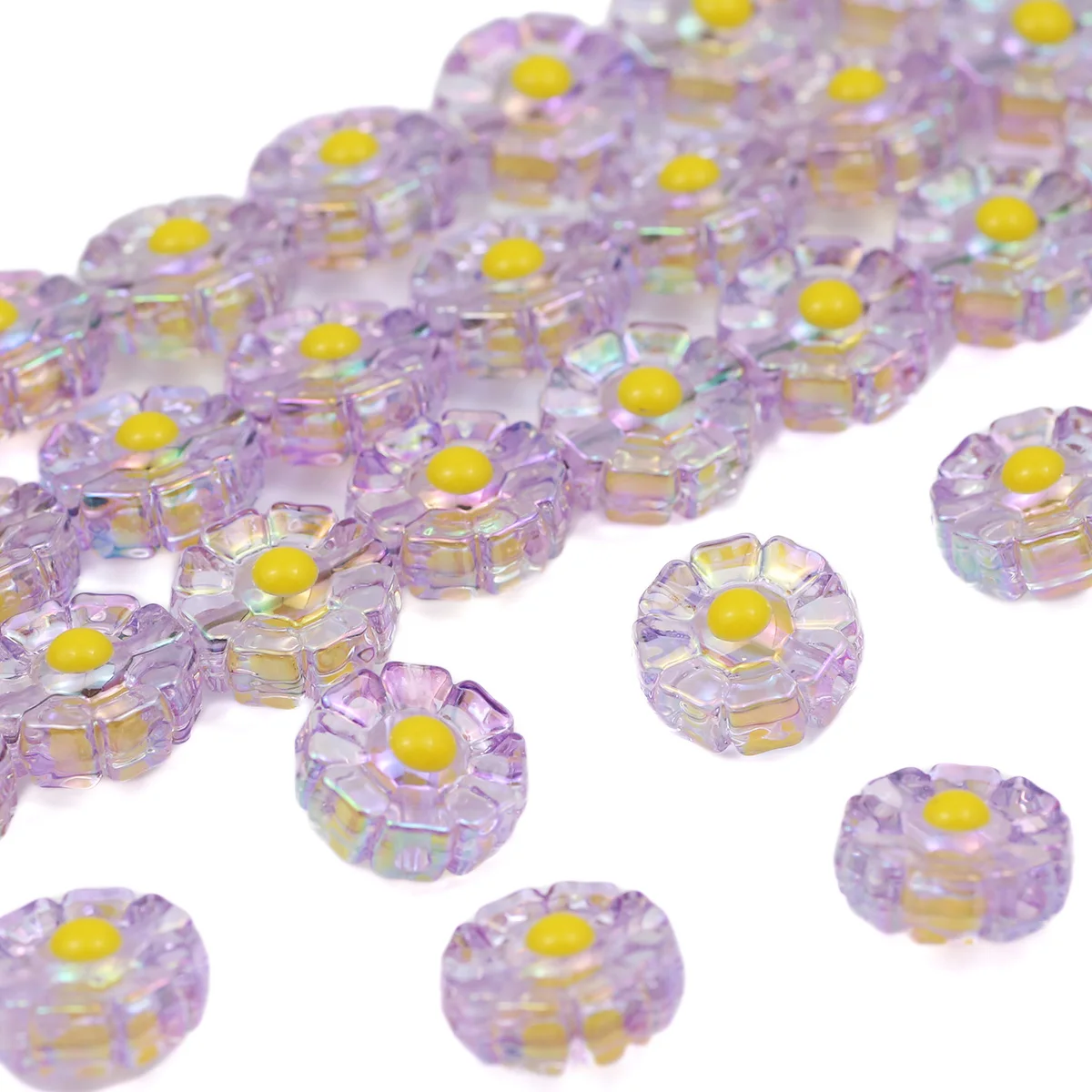 16 مللي متر اللون الأرجواني زهرة شكل الاكريليك متباعدة فضفاض الخرز لصنع المجوهرات Charms سوار قلادة المفاتيح DIY بها بنفسك اكسسوارات