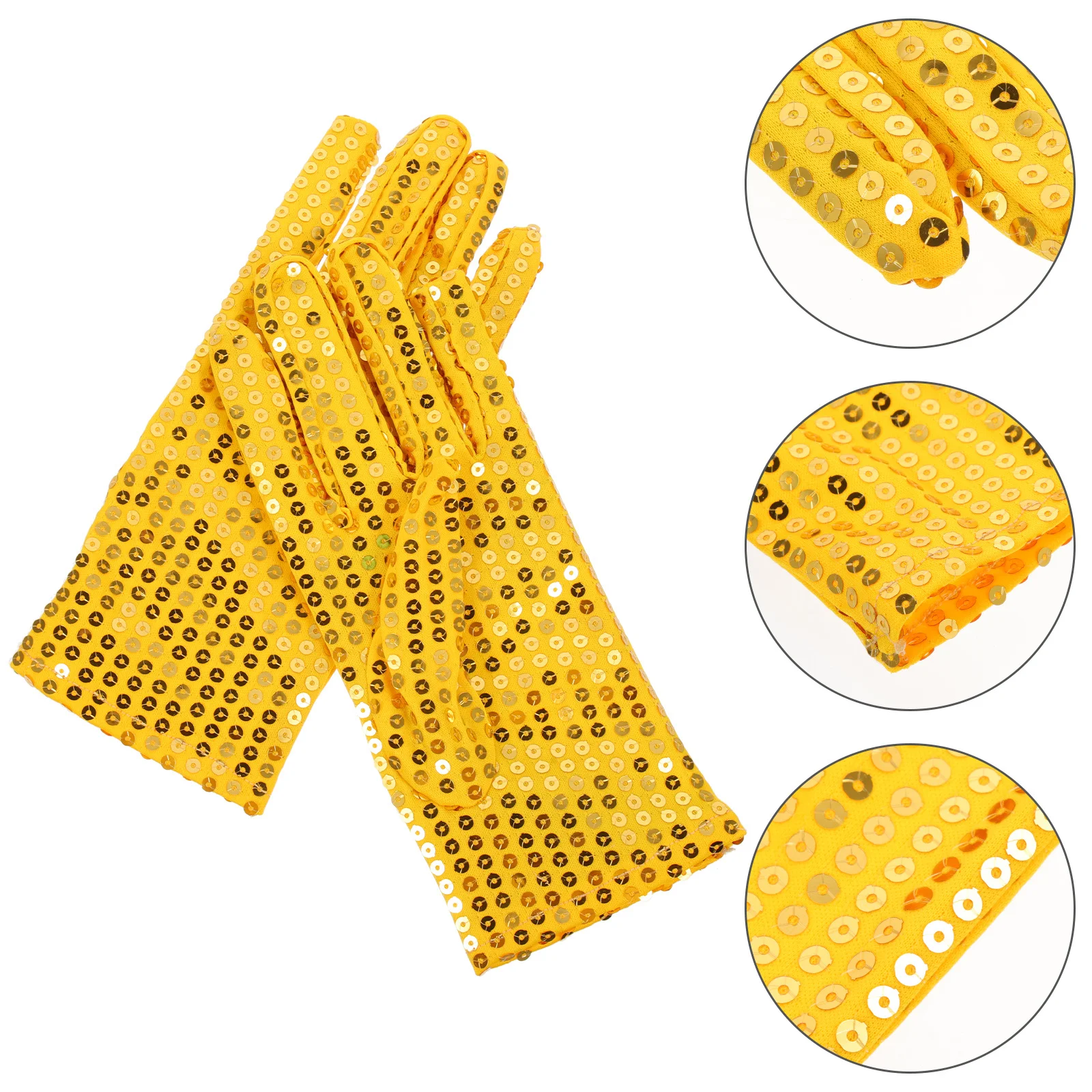 

Gold Short Sequins Gloves Fashionable Full Finger Costume Gloves for Dance Stage Performance Wedding Party Halloween Prom