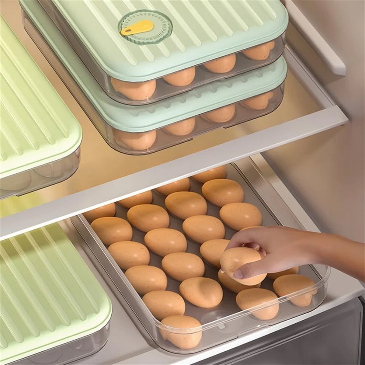 Egg Holder for Refrigerator Household Egg Box, Preservation Box, Transparent Plastic Storage Box, Egg Storage Box White