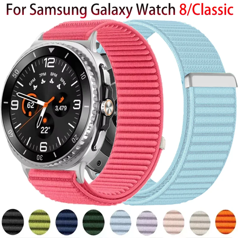 Correa de nailon trenzado para Samsung Galaxy Watch 8 Classic, pulsera deportiva cómoda de 46mm para Samsung Watch 8 44/40mm