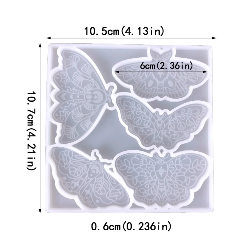 DIY 5 wnęka w kształcie Moth wisiorek silikonowa forma brelok kolczyk naszyjnik Charms forma żywiczna epoksydowy ozdoba do torby wiszący Ornament