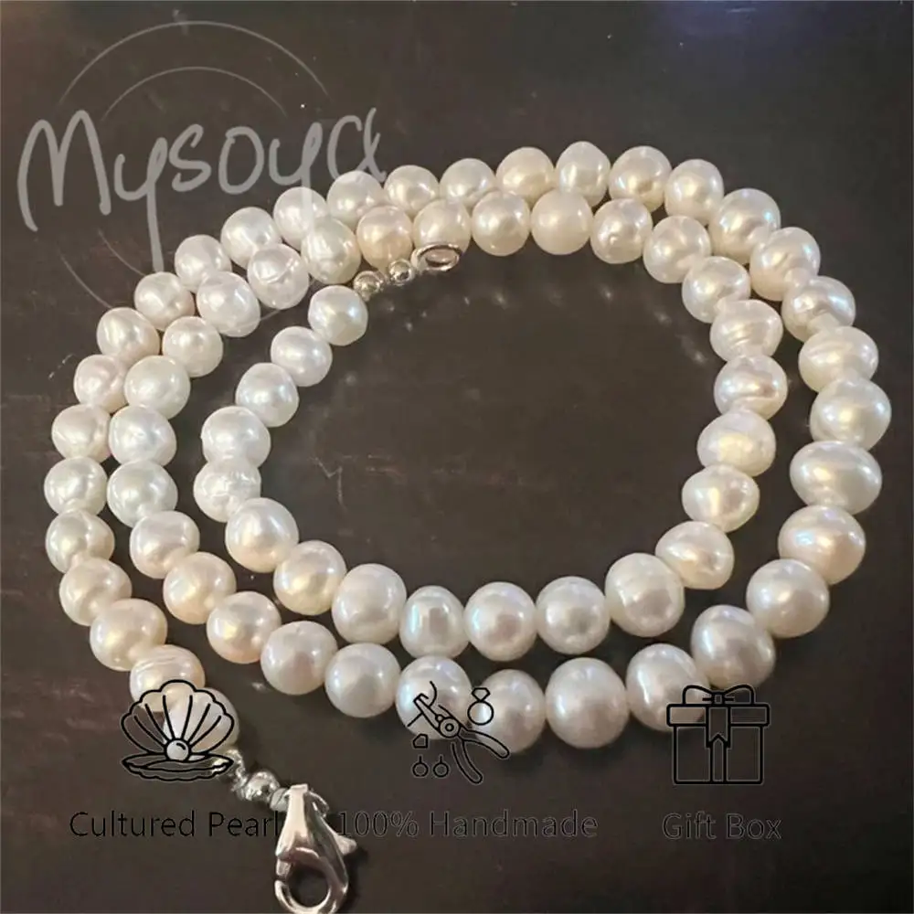 

Ожерелье MYSOYA с белым пресноводным жемчугом 6-7 мм с подарочной коробкой для нее/Хима, подарок на день рождения/свадьбу/юбилей/День святого Валентина