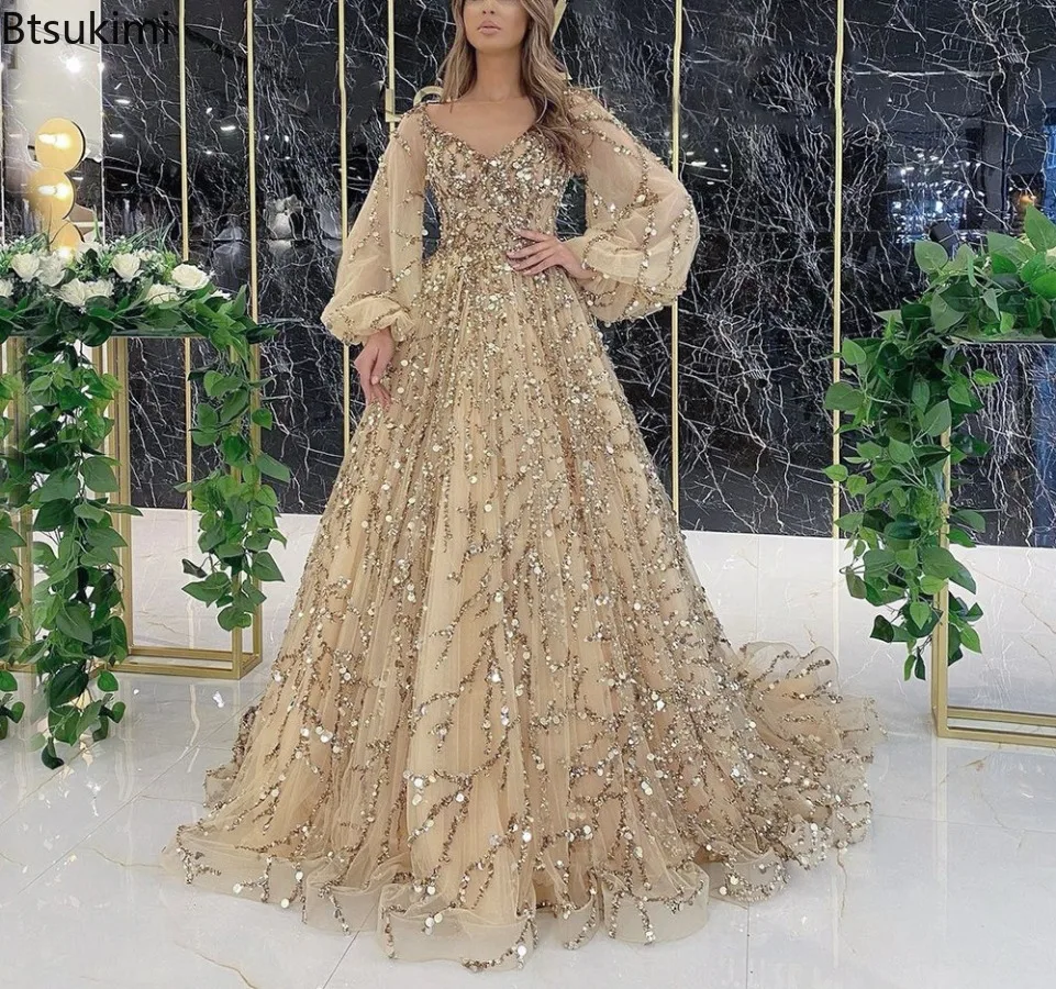 2026 Neue Damen Französische Mode Abendkleid Langes Paillettenkleid A-Linie Prinzessinnenkleid Laternenärmel Frühling Robe Ballkleid Halloween