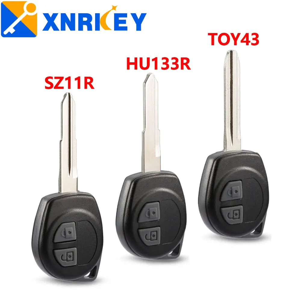 

XNRKEY 2 Button Remote Car Key Shell for Suzuki Swift Vitara SX4 Alto Jimny Key Case Cover HU133R/SZ11R/TOY43 Blade Button Pad