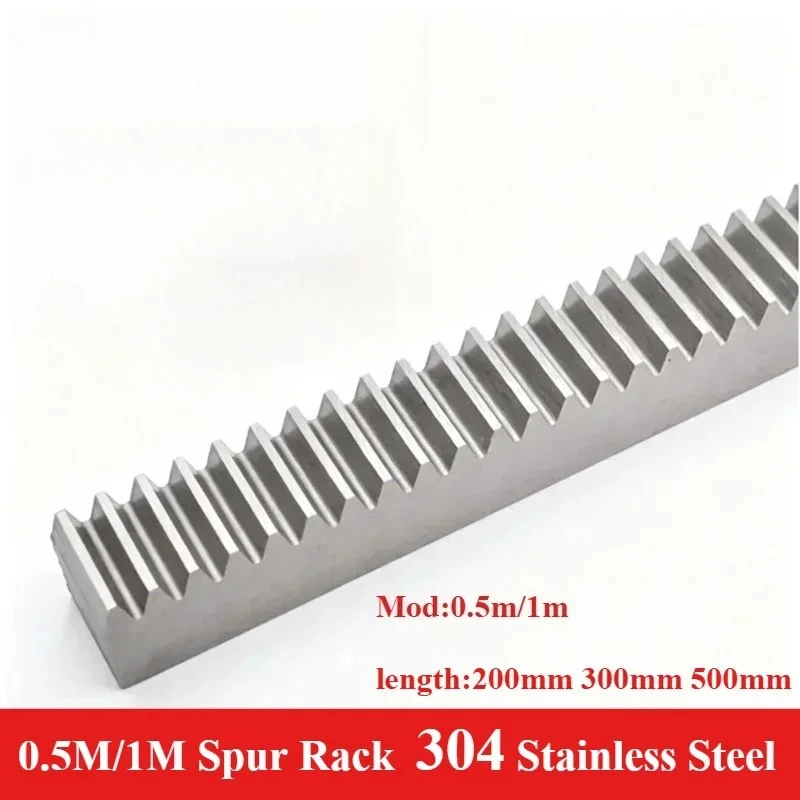 0.5M 1M 304 Stainless Steel Gear Rack 0.5 1 Module Straight Teeth Drive Rack Length 200/300/500mm 5x5 5x8 5x10-15x15 Spur Rack