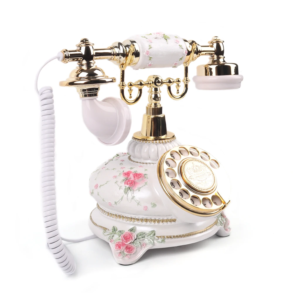 Imagem -04 - Rotary Antique Telefone Vintage Audio Branco Telefone do Casamento Mensagem Gravação Telefone Clássico