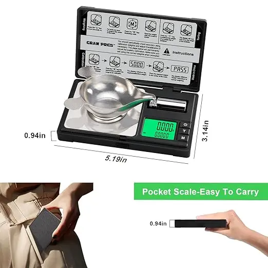 Portable Digital Pocket Jewelry Scale 50g 0.001g LCD for Medicines and Gold Reloading Powder