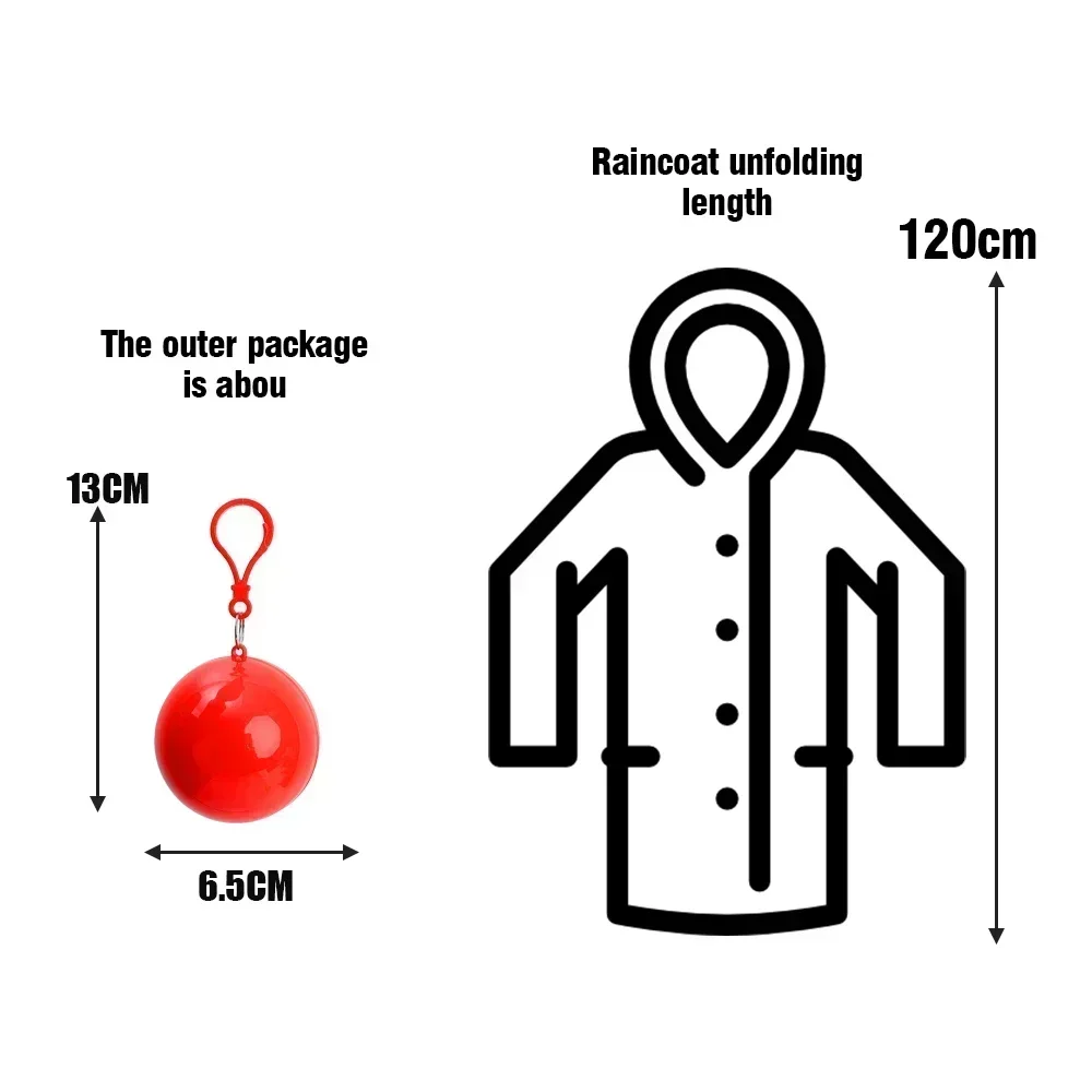 Colorful Mini Portable Raincoat Ball Thickened Disposable Waterproof Emergency Adults Rain Ponchos Cape Keyring