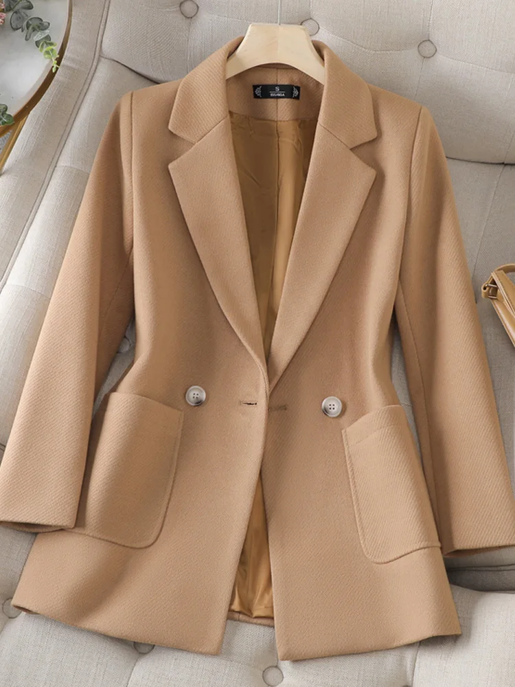 

S-4XL Solid Blazers Women 2023 New Office Ladies Long Sleeve Oversized Turn Down Collar Jacket Slim Single Button Coats