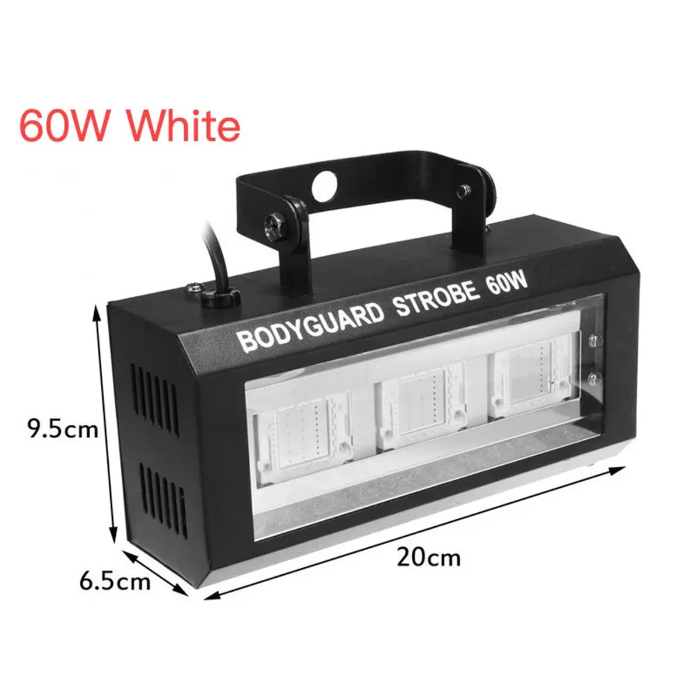 60W RGB LED Party Strobe Light Auto-run Disco Sound Party Stroboscope White Strobo Speed Adjustable Stage Lighting For Mobile DJ