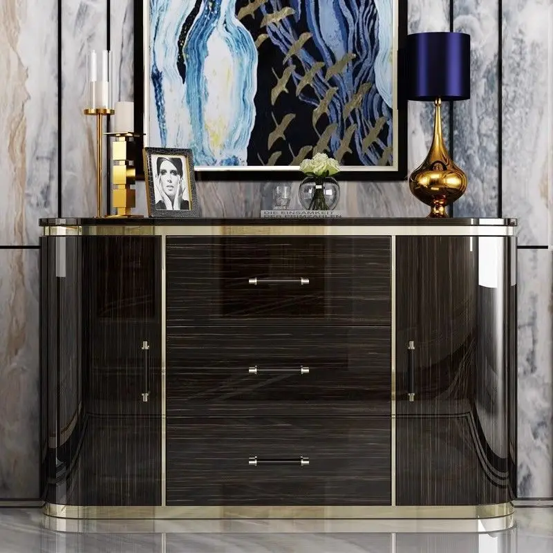 خزانة جانبية لتناول الطعام فاخرة وخفيفة وحديثة وخزانة شرفة دخول من الخشب الصلب وباب مزدوج للمشاهير على الإنترنت إيطالي متكامل