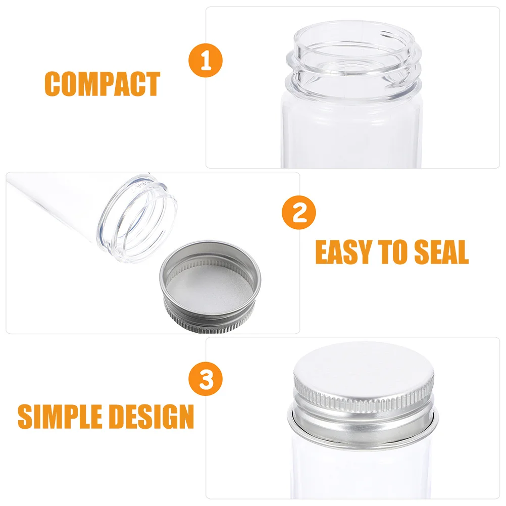 20 قطعة أنابيب اختبار واضحة 110 مللي أنابيب تخزين بلاستيكية قاعدة مسطحة متينة للتجارب قوارير مختومة مقاومة للماء حاويات صغيرة