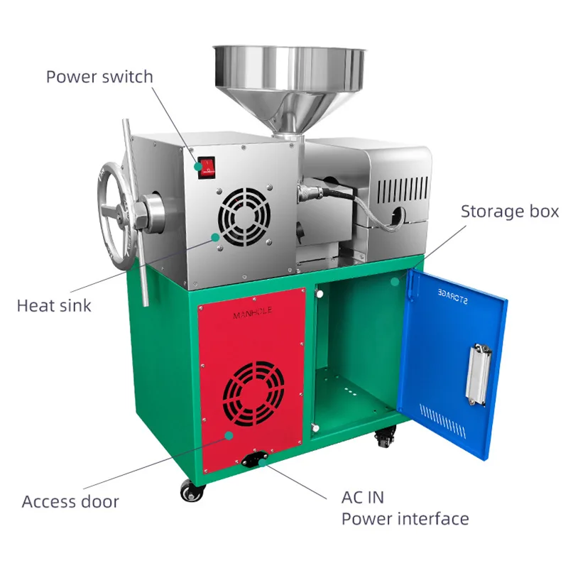 DEAROK-P10 Intelligent Small Commercial Oil Press 220V/110V Automatic Stainless Steel Oil Press 1200W Power 9-15KG Per Hour