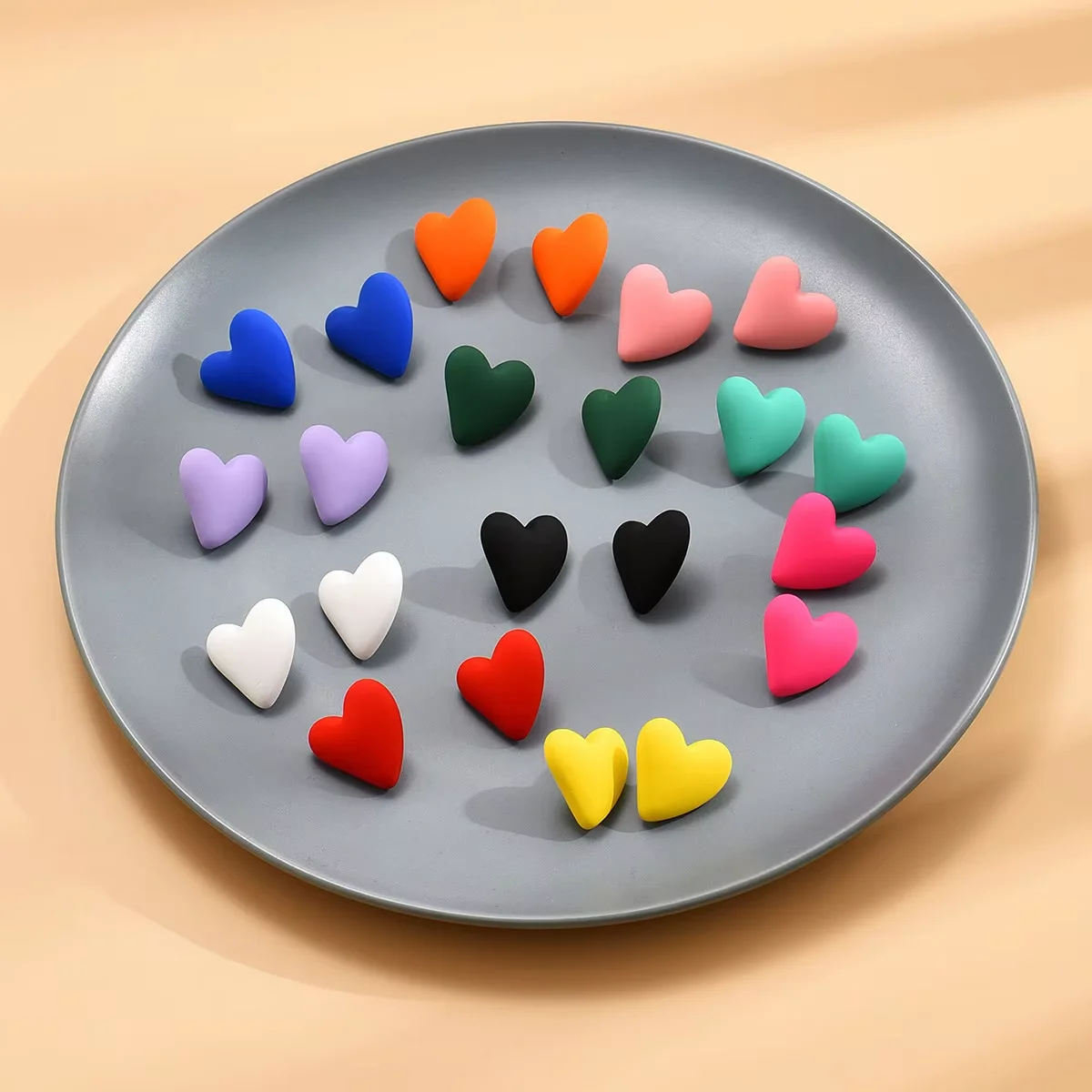 Fashion Acrylic Candy Color Love Eardrop Simple Design Geometric Heart Trend Party Jewelry Earrings Ear Studs All-match EarStuds